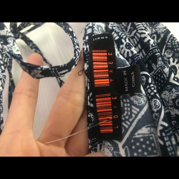 Love Tree Printed Navy Jumpsuit - Picture 3 of 3